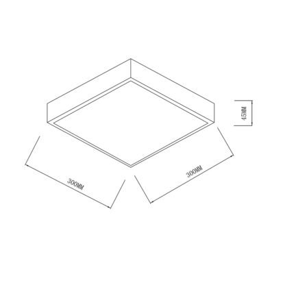 Masse ASTI Deckenleuchte 30 x 30 cm von mondilux