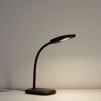 Eingeschaltene PRIMO II LED-Tischleuchte schwarz, Licht nach unten