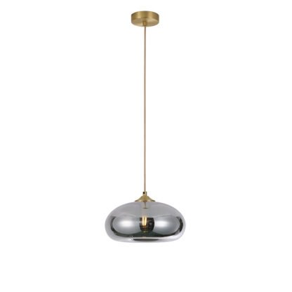 CAROLA Aufhängung E27 goldfarbig matt eingeschaltet mit Glas PARADISE Titan
