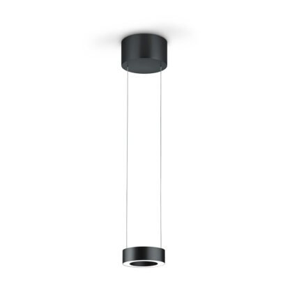 Höhenverstellbare ZERA-1 LED-Hängeleuchte in schwarz mit direktem und indirektem Licht von Knapstein Germany