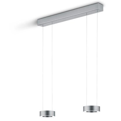Höhenverstellbare ZERA-2 LED-Hängeleuchte in mattnickel mit direktem und indirektem Licht von Knapstein Germany