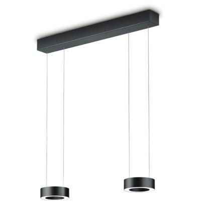 Höhenverstellbare ZERA-2 LED-Hängeleuchte in schwarz mit direktem und indirektem Licht von Knapstein Germany