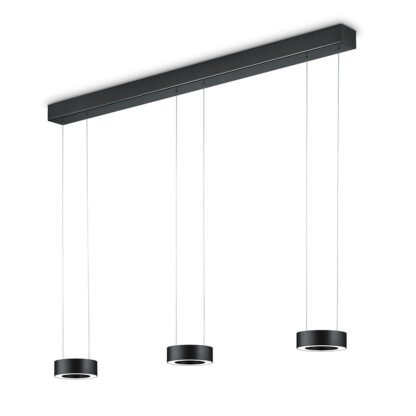 Höhenverstellbare ZERA-3 LED-Hängeleuchte in schwarz mit direktem und indirektem Licht von Knapstein Germany