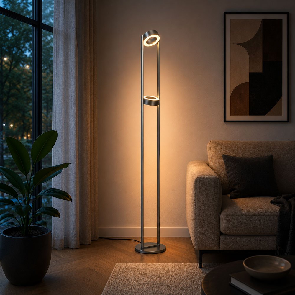 Milieuaufnahme der WEGA-S LED-Stehleuchte in Graphit von Knapstein Germany