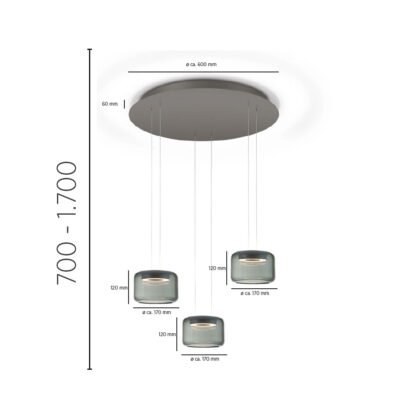 Masse SIDRA-RONDO LED-Hängeleuchte von Knapstein Germany