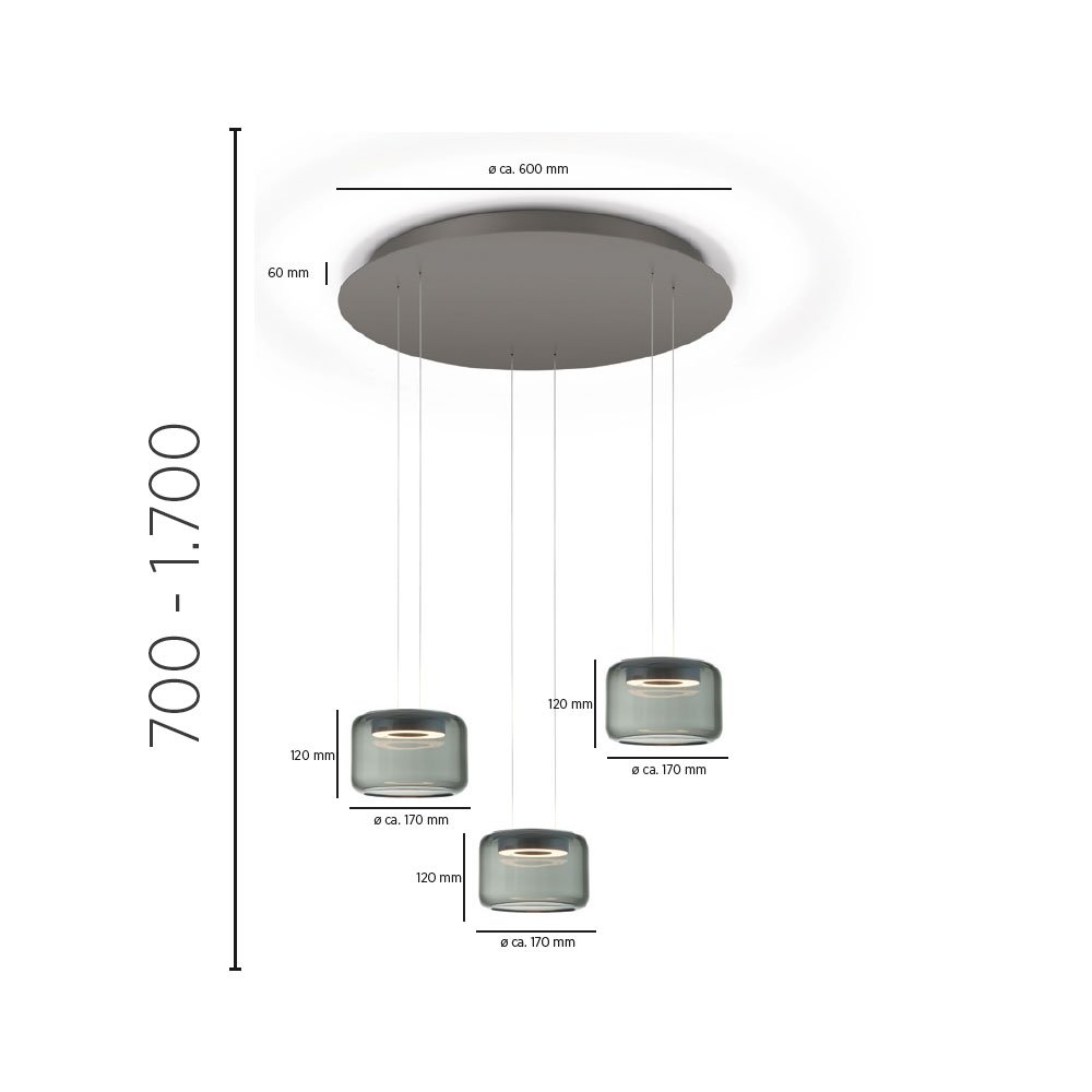 Masse SIDRA-RONDO LED-Hängeleuchte von Knapstein Germany