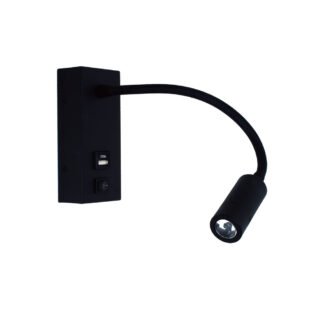 EASY LED-Wandleuchte schwarz mit flexiblem Arm von mondilux