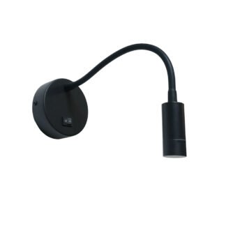 EASY LED-Wandleuchte schwarz mit flexiblem Arm von mondilux