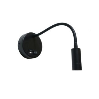 FLEX-USB LED-Wandleuchte schwarz mit flexiblem Arm von mondilux