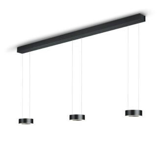 Höhenverstellbare ZERA-3-Max LED-Hängeleuchte in schwarz mit direktem und indirektem Licht von Knapstein Germany