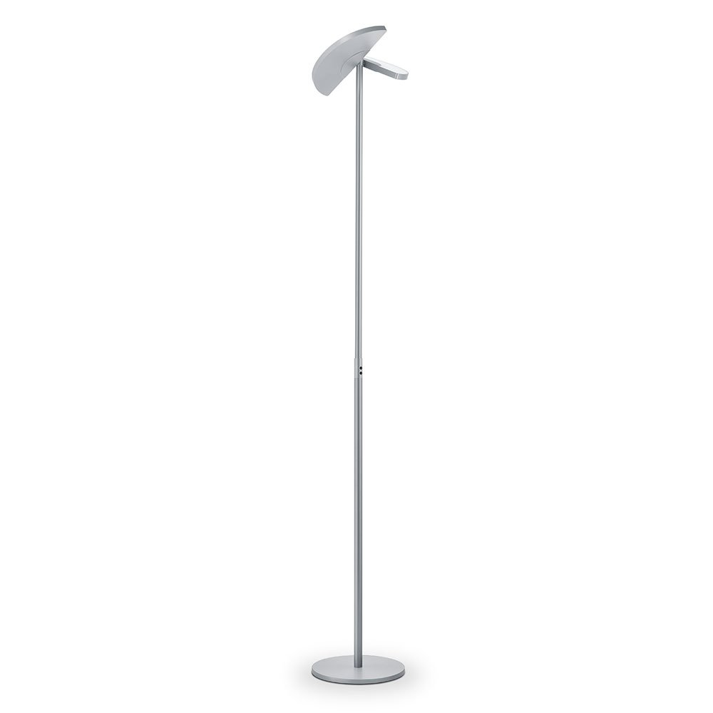 Die TALEA LED-Stehleuchte in edlem Nickel-matt verbindet modernes Design mit beeindruckender Lichtleistung.