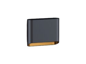 DIAZ LED-Wandlampe 1-flammig in Schwarz mit goldfarbener Innenseite