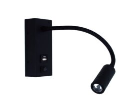 EASY LED-Wandleuchte schwarz mit flexiblem Arm von mondilux