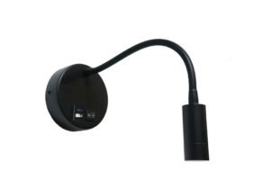FLEX-USB LED-Wandleuchte schwarz mit flexiblem Arm von mondilux