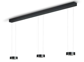 Höhenverstellbare ZERA-3-Max LED-Hängeleuchte in schwarz mit direktem und indirektem Licht von Knapstein Germany